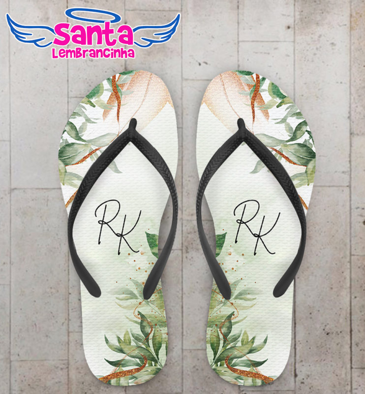 Chinelo Casamento Folhagem Personalizado COD 10585