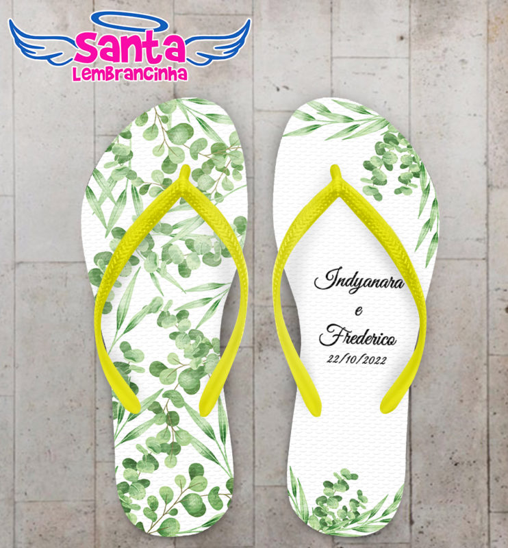 Chinelo Casamento Folhagem Personalizado COD 10732