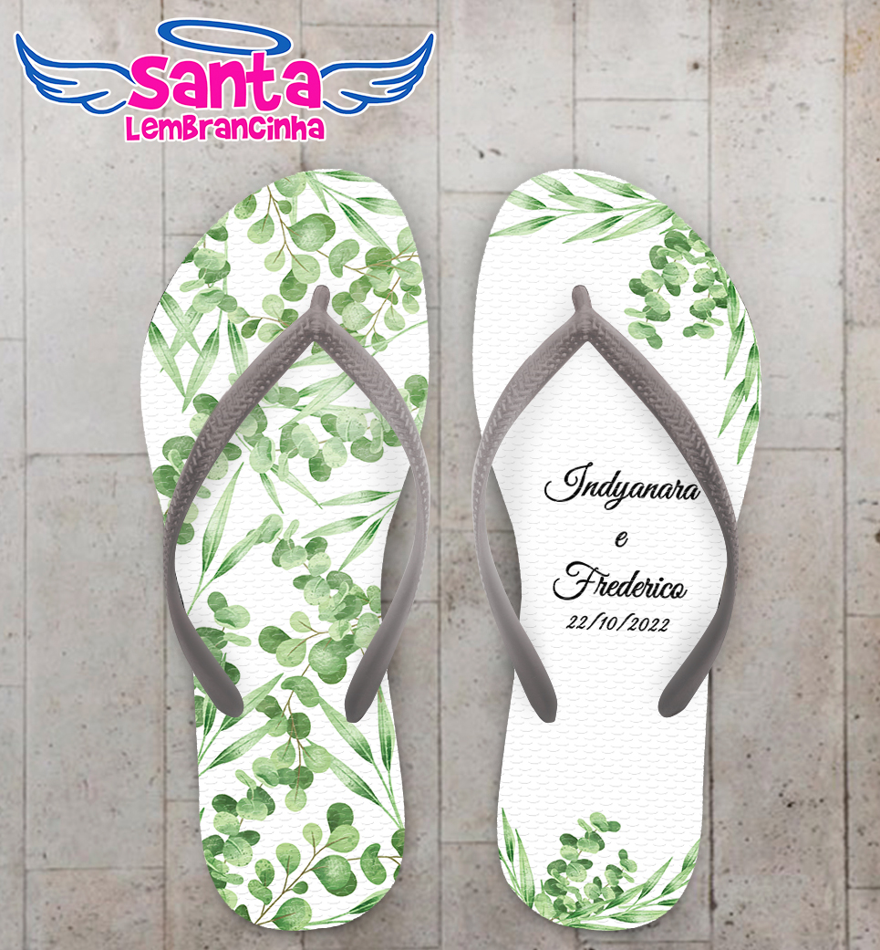 Chinelo Casamento Folhagem Personalizado COD 10732