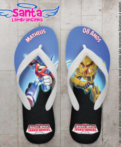 Chinelo infantil angry birds, transformers personalizado – cod 2000