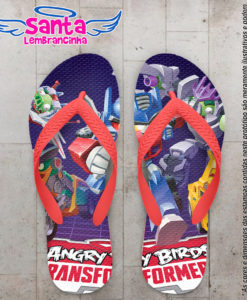 Chinelo aniversário transformers, angry birds personalizado – cod 2005