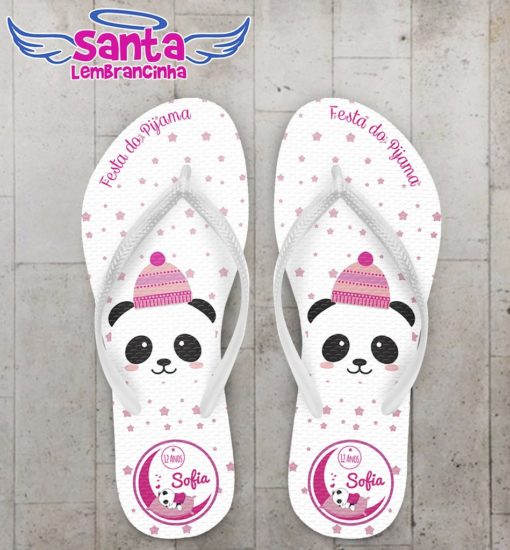 Chinelo infantil festa do pijama, panda personalizado – cod 2424