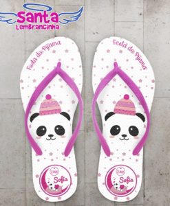 Chinelo infantil festa do pijama, panda personalizado – cod 2424