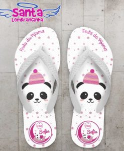 Chinelo Infantil Festa do Pijama, Panda Personalizado - COD 2424