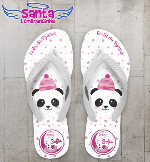Chinelo Infantil Festa do Pijama, Panda Personalizado - COD 2424