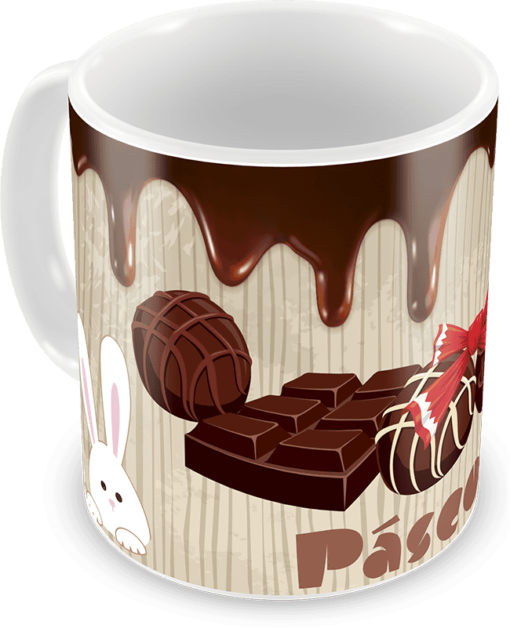 Caneca feliz páscoa chocolate personalizada – cod 2085