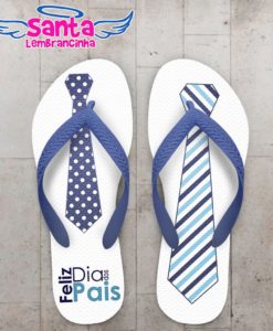 Chinelo dia dos pais personalizado, feliz dia dos pais, gravata azul – cod 2819