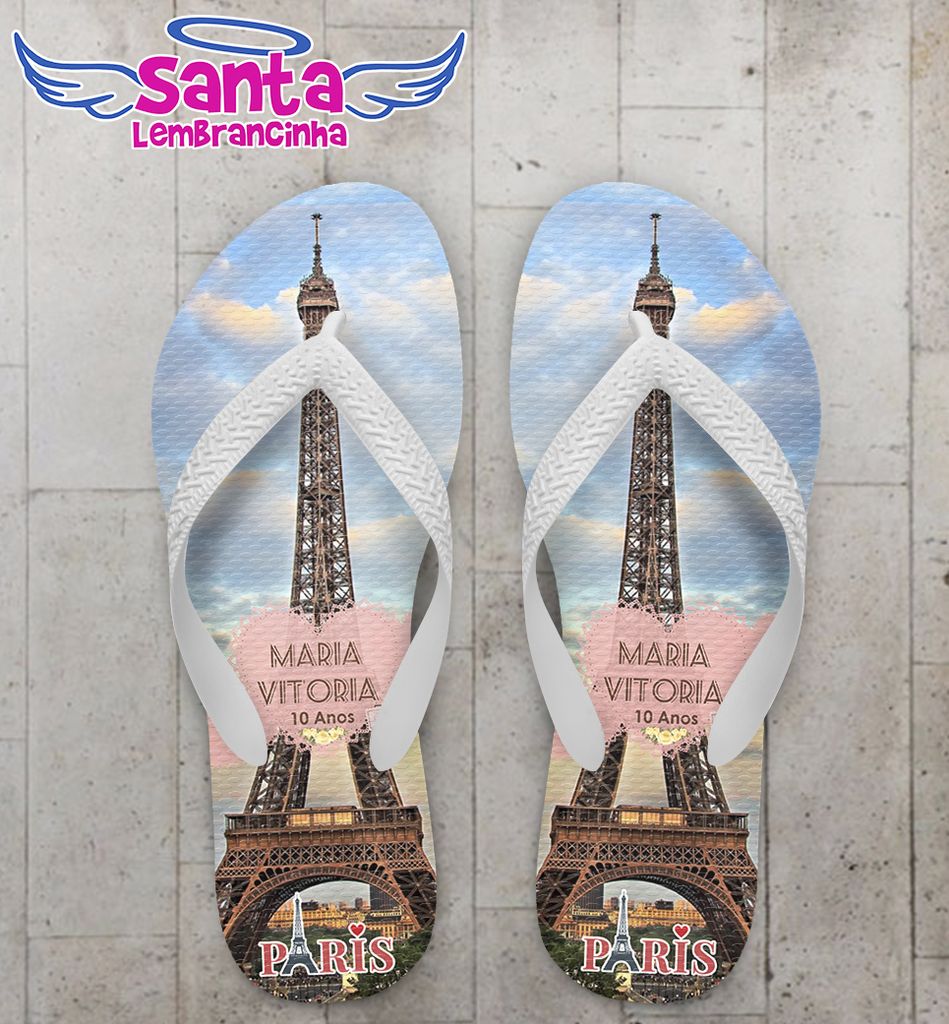 Chinelo infantil tema paris personalizado – cod 2391