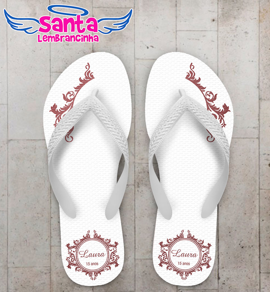 Chinelo 15 anos festa de debutante personalizado, marsala – cod 2951