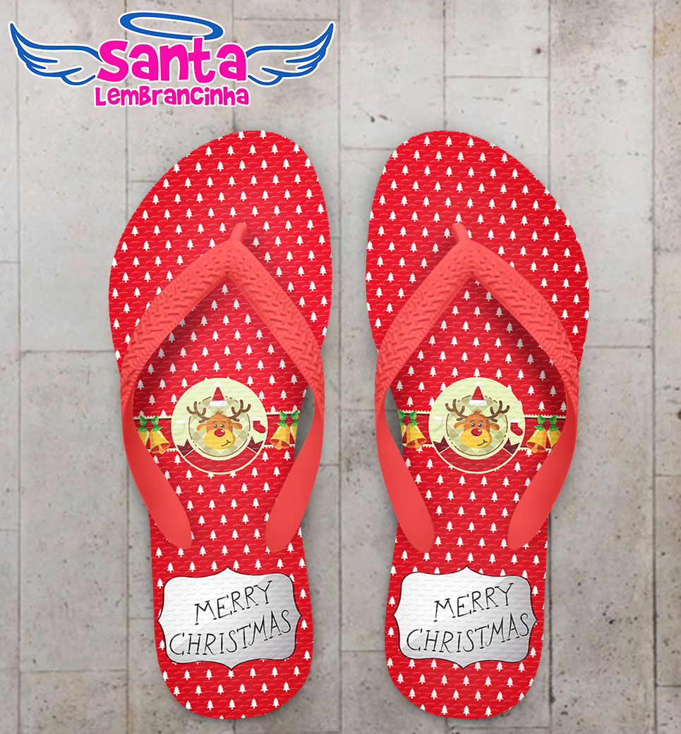 Chinelo natal vermelho personalizado – cod 3034
