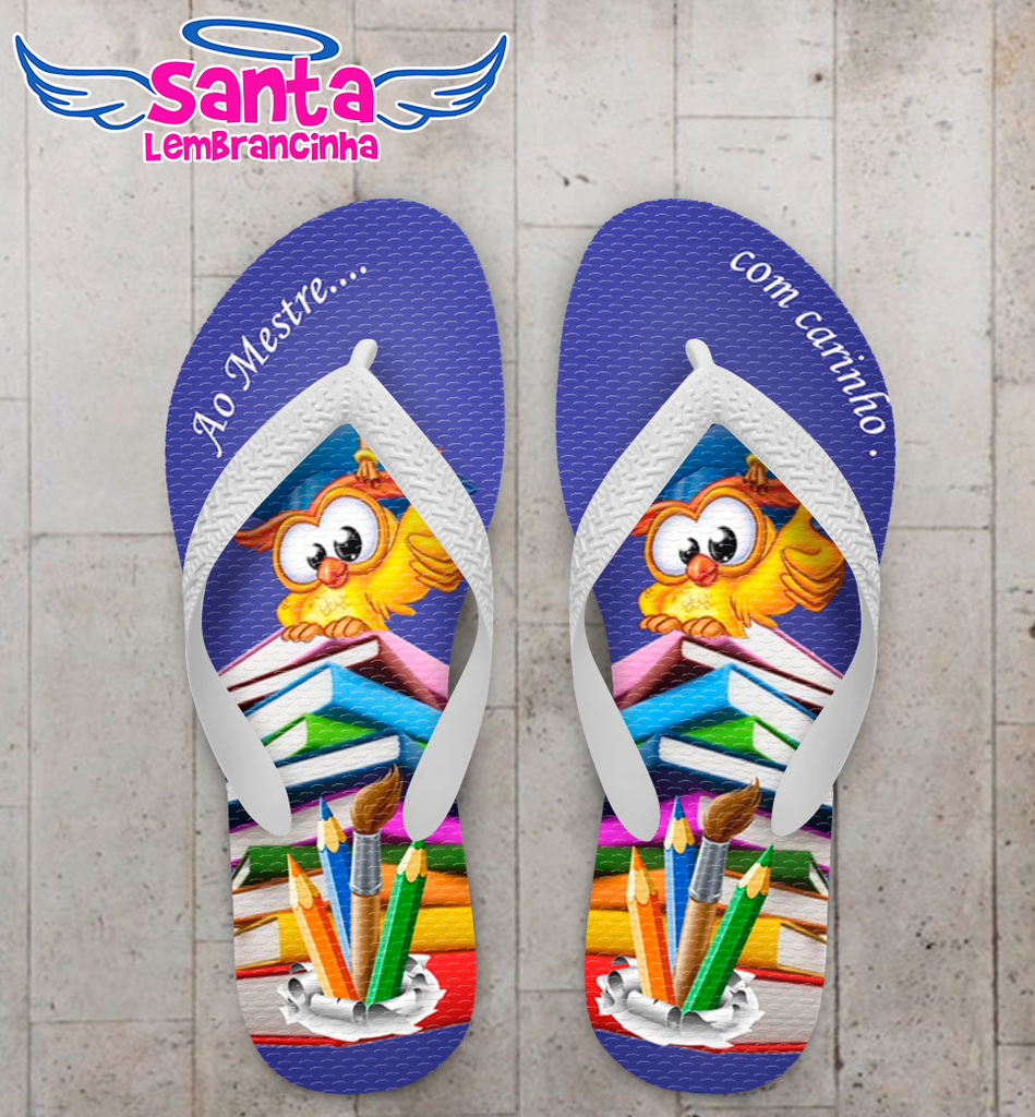 Chinelo dia dos professores personalizado, com carinho – cod 2882