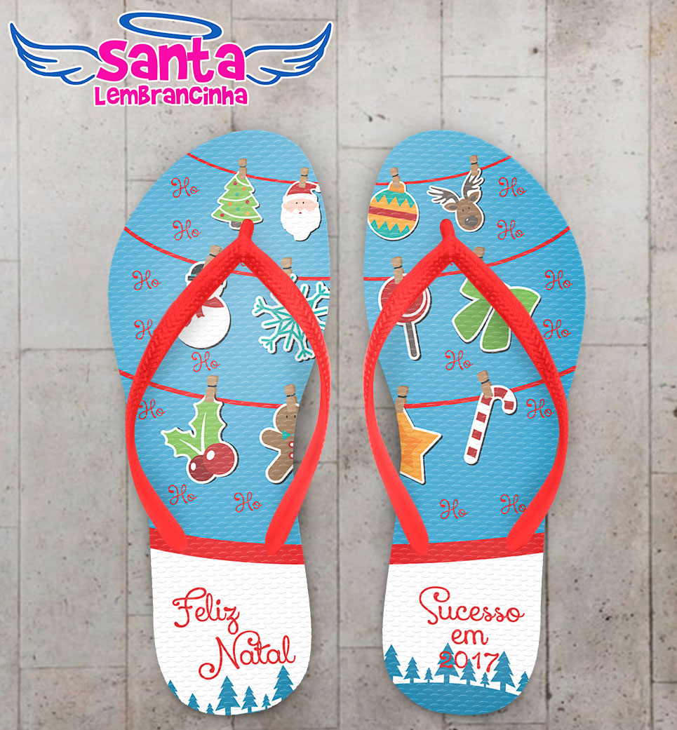 Chinelo natal azul personalizado – cod 3032