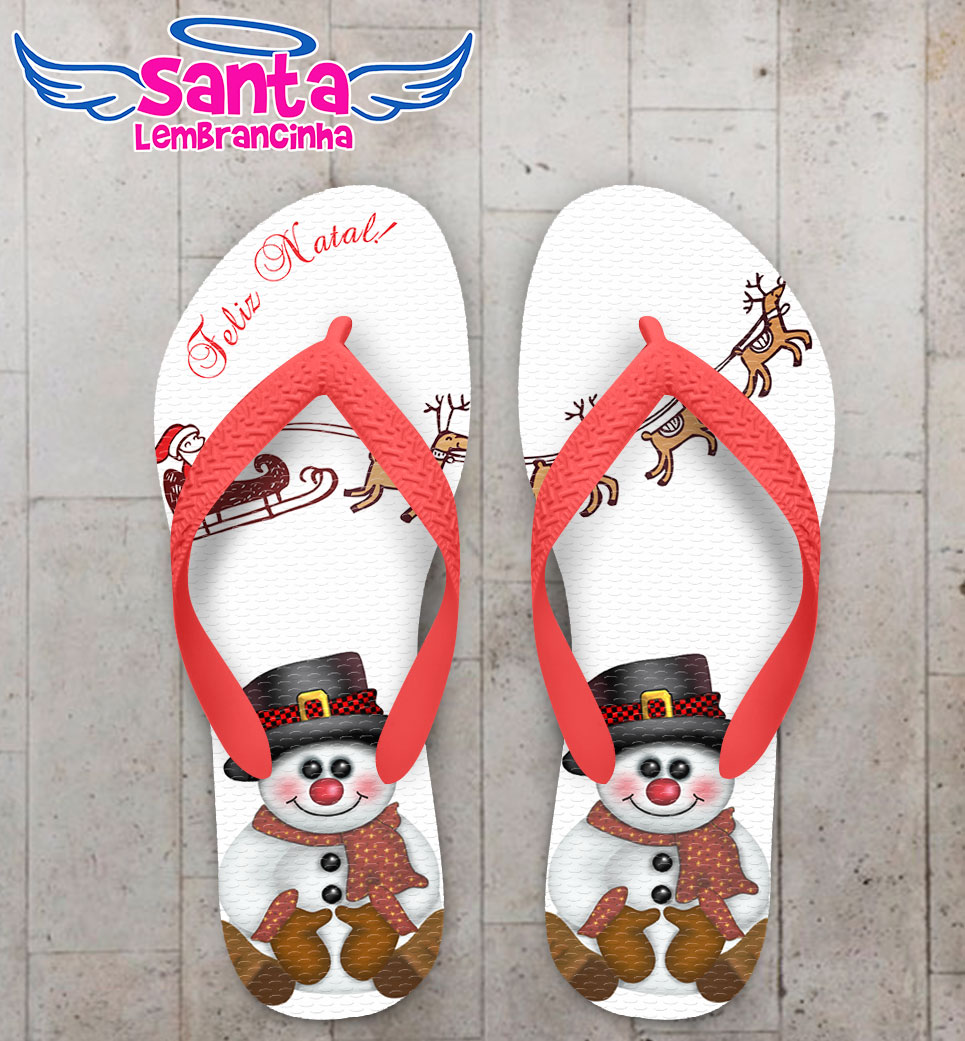 Chinelo personalizado feliz natal, boneco de neve – cod 3014