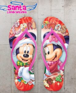 Chinelo Lembrancinha Natal do Mickey e Minnie Personalizado - COD 1483