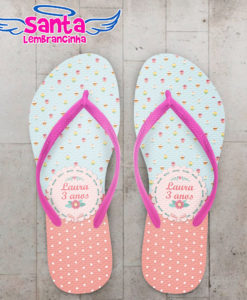 Chinelo infantil tema cup cakes personalizado cod 3188