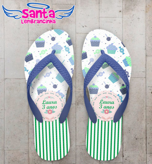 Chinelo infantil cup cakes personalizado cod 3187