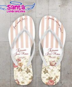 Chinelo casamento floral listras personalizado cod 3128