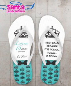 Chinelo 15 anos keep calm tiffany personalizado cod 3146