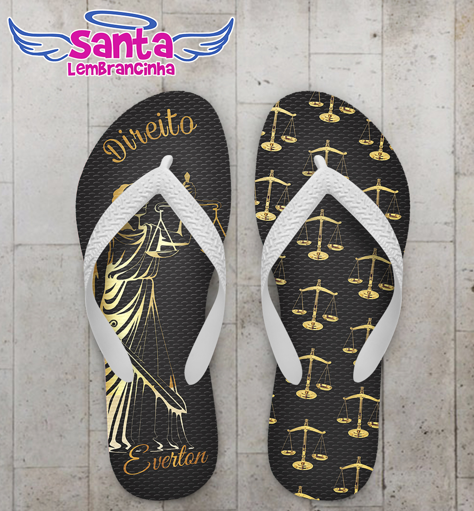 Chinelo formatura direito preto e dourado cod 3622