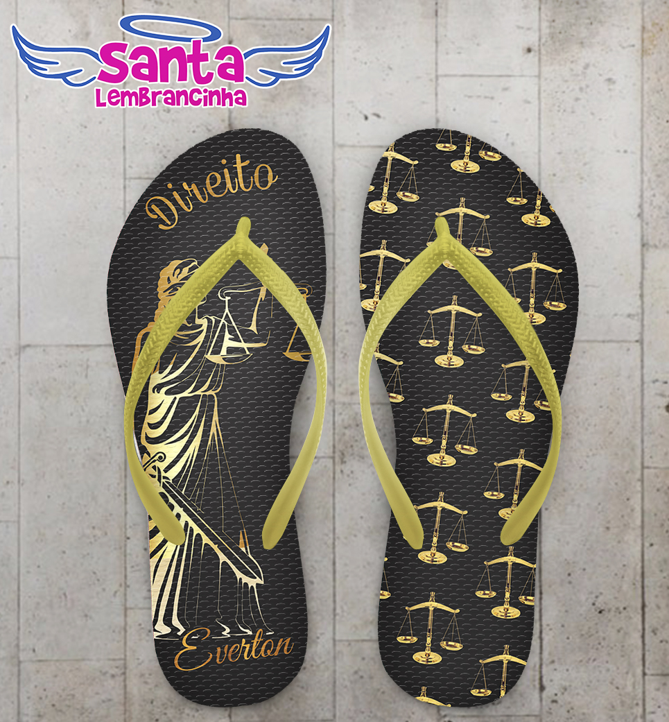 Chinelo formatura direito preto e dourado cod 3622