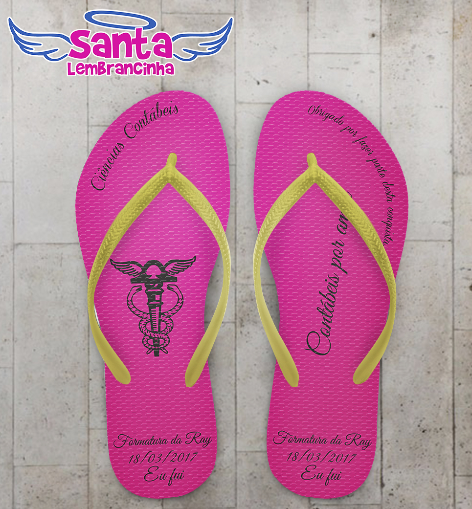 Chinelo formatura contabilidade rosa cod 3638