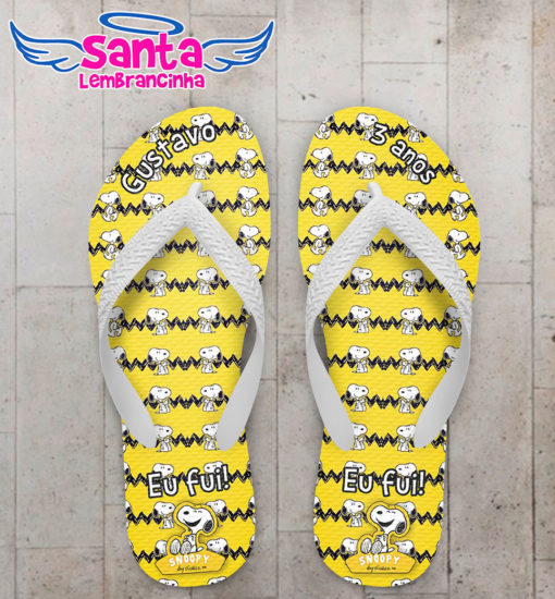 Chinelo infantil snoopy e charlie brown, amarelo cod 3948