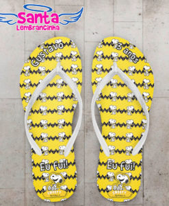 Chinelo infantil snoopy e charlie brown, amarelo cod 3948