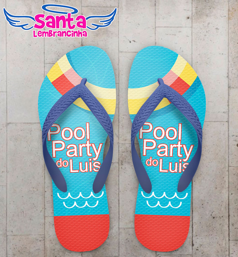 Chinelo Personalizado Infantil Pool Party COD 9892 - Brasil pé