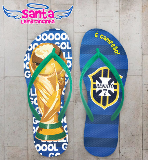 Chinelo copa do mundo taça e brasão da seleção brasileria cod 5845
