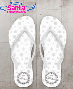 Chinelo debutante – 15 anos fundo branco com floco de neve cinza personalizado cod 5644