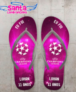 Chinelo infantil champions league rosa personalizado cod 5451
