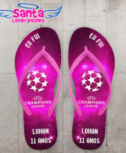 Chinelo infantil champions league rosa personalizado cod 5451