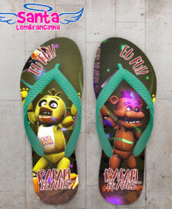 Chinelo infantil five nights at freddy’s, freddy e chica personalizado cod 5546