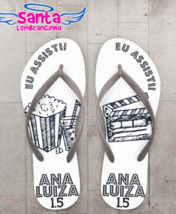 Chinelo debutante 15 anos cinema, preto e branco personalizado cod 5403