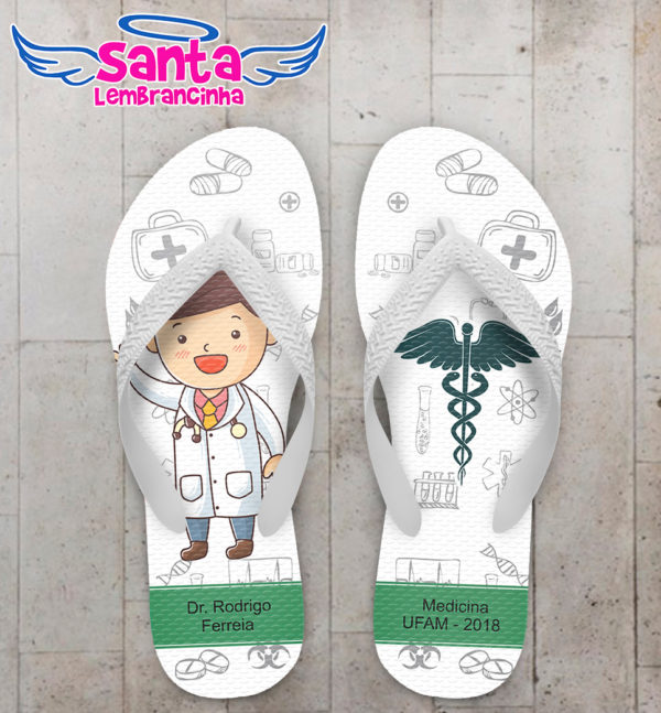 Chinelo Formatura Medicina Caricatura Com Ícones Cod 6038