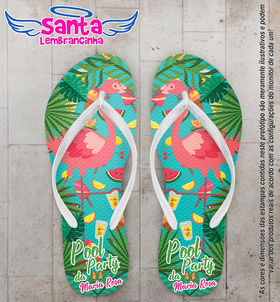 Chinelo Personalizado Infantil Pool Party COD 9898 - Brasil pé