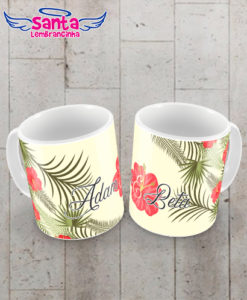 Caneca de casamento floral bege personalizada cod 6134
