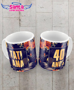 Caneca aniversário floral personalizada cod 6139