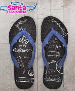 Chinelo personalizado dia dos professores preto e branco com materiais cod 6215