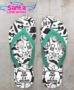 Chinelo personalizado dia dos pais com Ícones preto e branco cod 6206