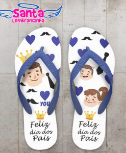 Chinelo personalizado dia dos pais com corações e bigodes cod 6204