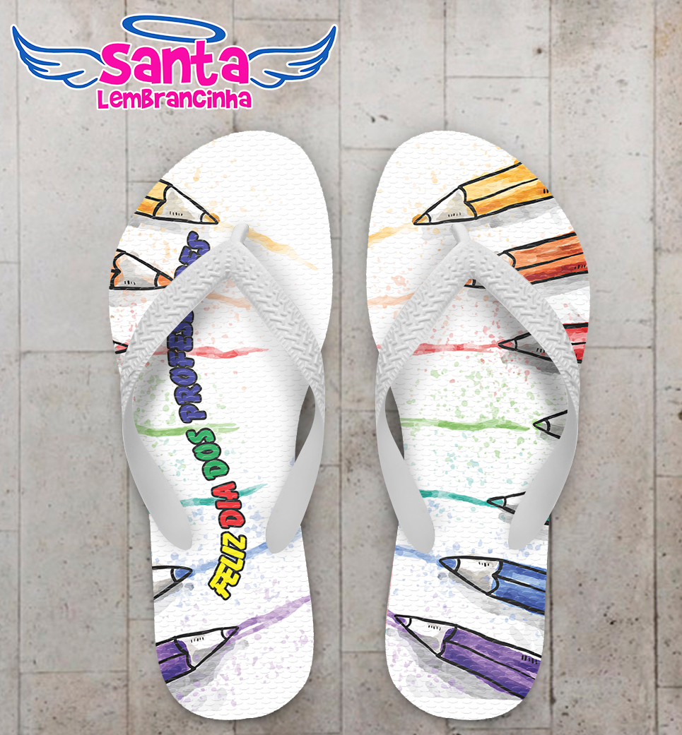 Chinelo personalizado dia dos professores com lápis de cor cod 6193