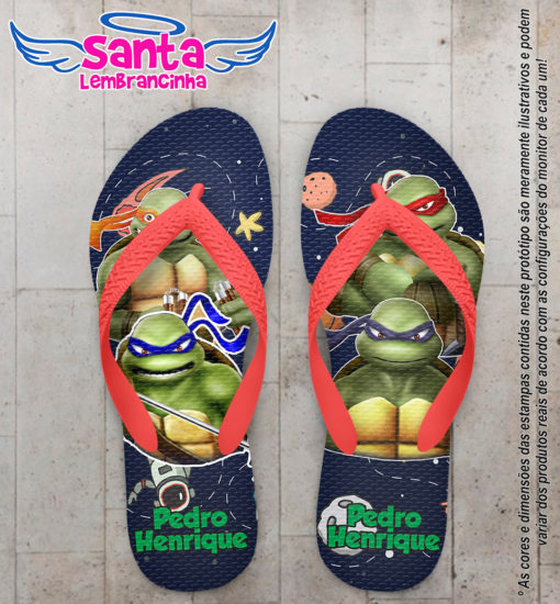 Chinelo personalizado infantil tartarugas ninjas cod 6356