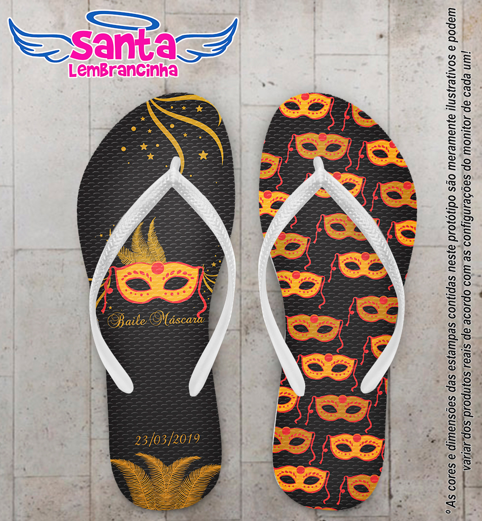 Chinelo personalizado baile de máscaras cod 6405