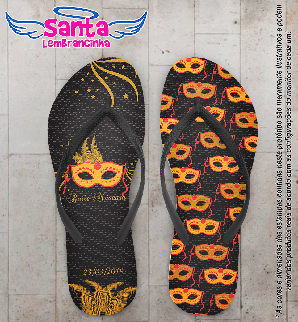 Chinelo personalizado baile de máscaras cod 6405