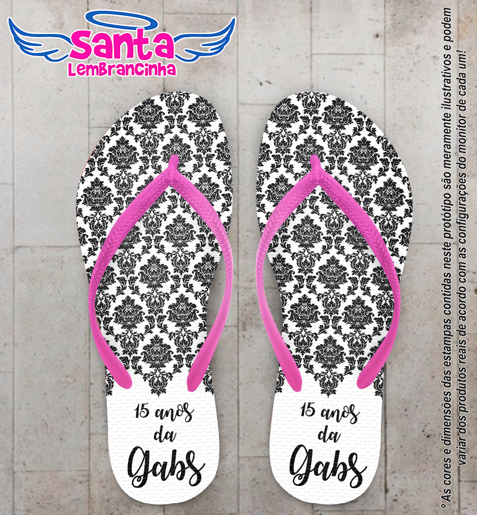 Chinelo personalizado 15 anos com arabesco cod 6500