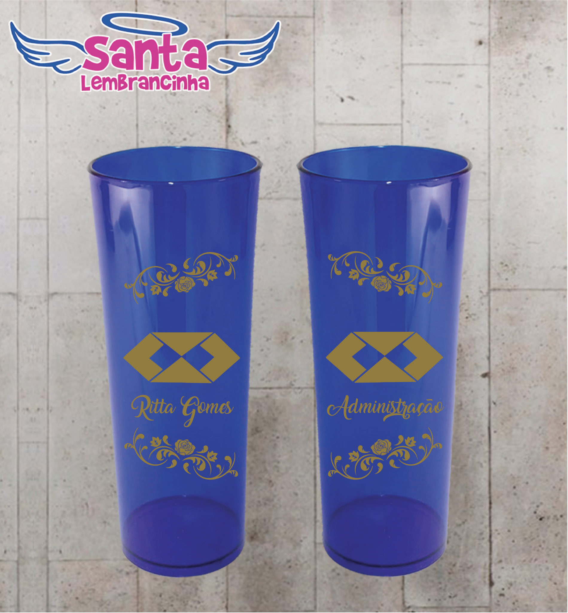 Copo long drink formatura administração com flores personalizado – cod 7013