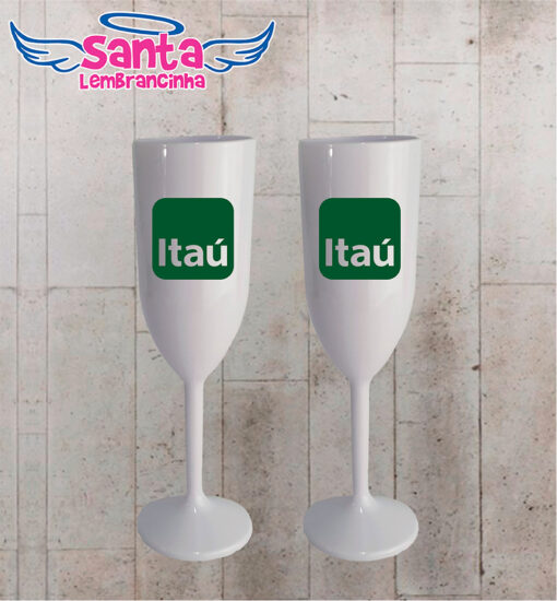 Taça de champanhe personalizada corporativo itaú cod 8893