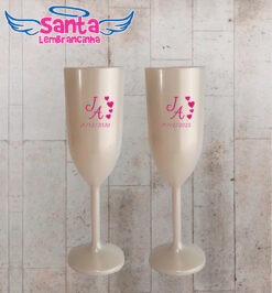 Taça de champanhe personalizada casamento com corações cod 8879