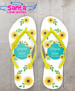 Chinelo casamento personalizado com girassol cod 9153